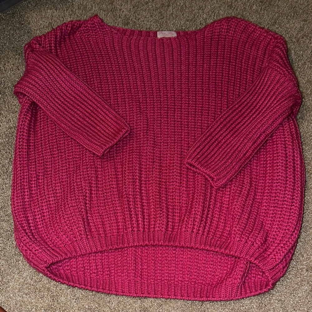 Pink Lily Magenta Crew Neck Sweater